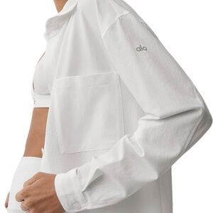 NWT Women’s Alo Yoga White Dreamscape Button Down Long Sleeve Shirt Size Large